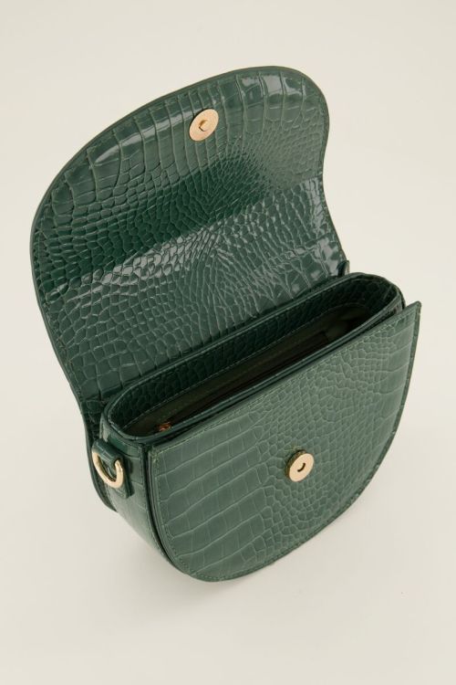 Green shoulder bag semi-circle with croc print | My Jewellery