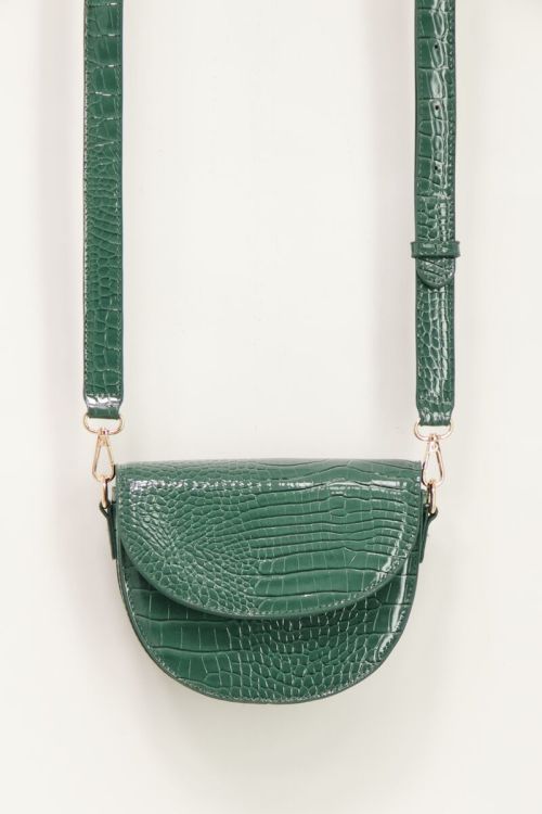 Green shoulder bag semi-circle with croc print | My Jewellery
