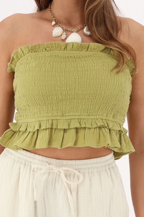 Green strapless top with smock | My Jewellery