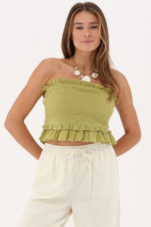 Green strapless top with smock | My Jewellery