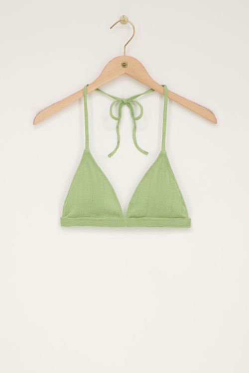 Grünes Triangel Bikinioberteil mit Rippe & Rüsche