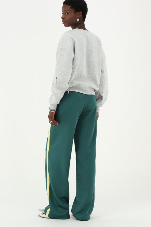 Green trousers in satin look with pintuck | My Jewellery