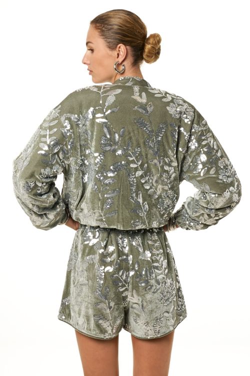 Green velvet shorts with sequins | My Jewellery