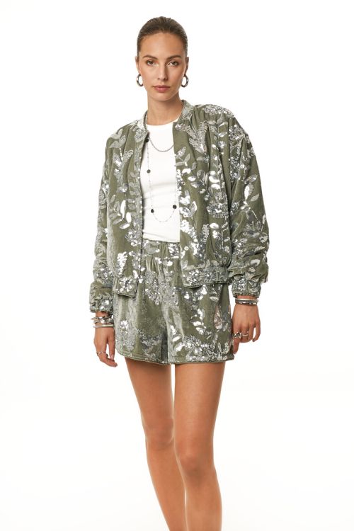 Green velvet shorts with sequins | My Jewellery