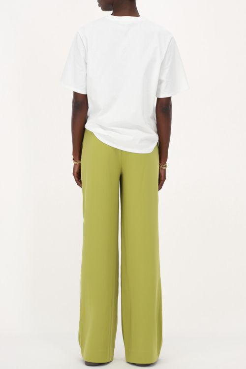 Lime green wide leg trousers with tie cord | My Jewellery