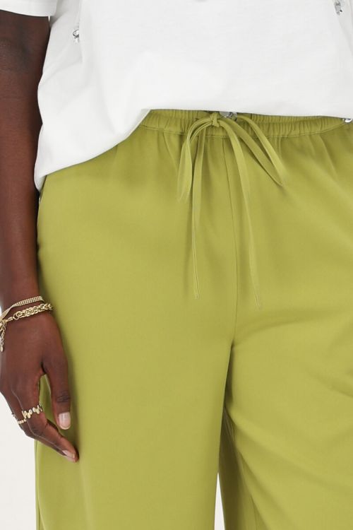 Lime green wide leg trousers with tie cord | My Jewellery