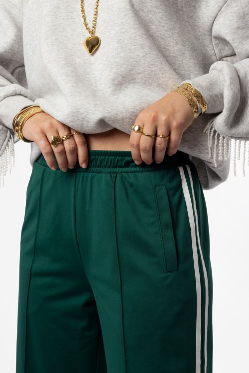 Green wide jogger trousers with stripes | My Jewellery