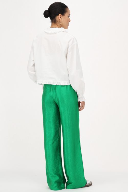 Green wide leg pants with pintucks | My Jewellery