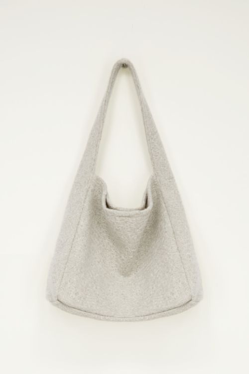 Cabas en tissu bouclette gris