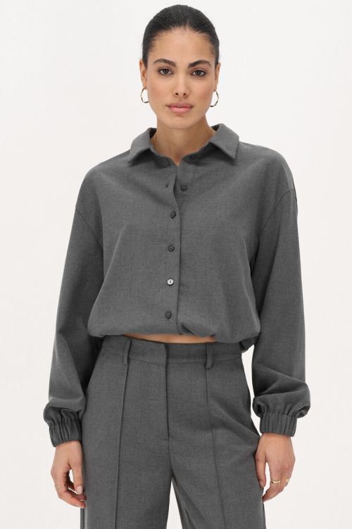 Grey cropped jacket with elastic band | My Jewellery