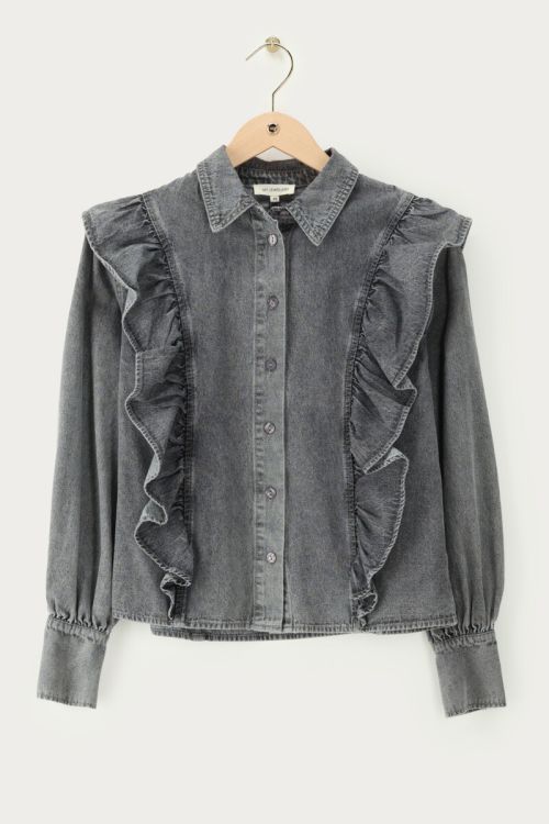 Gray denim look top with ruffles | My Jewellery
