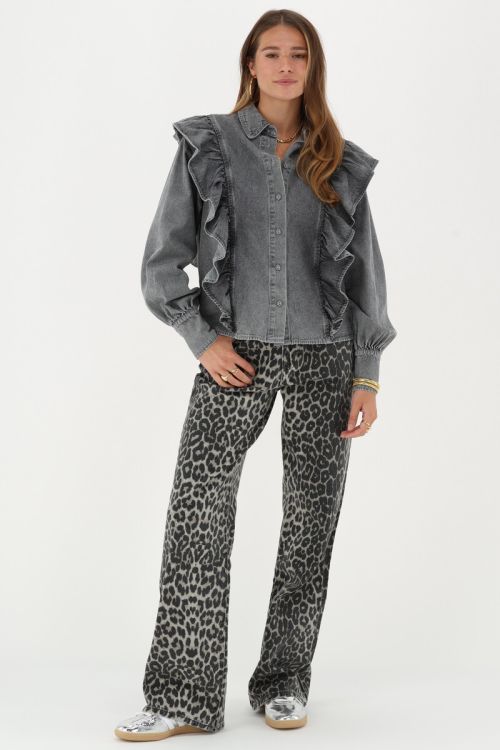 Grey denim look top with ruffles | My Jewellery