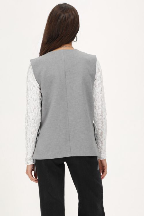 Grey gilet with side bows | My Jewellery