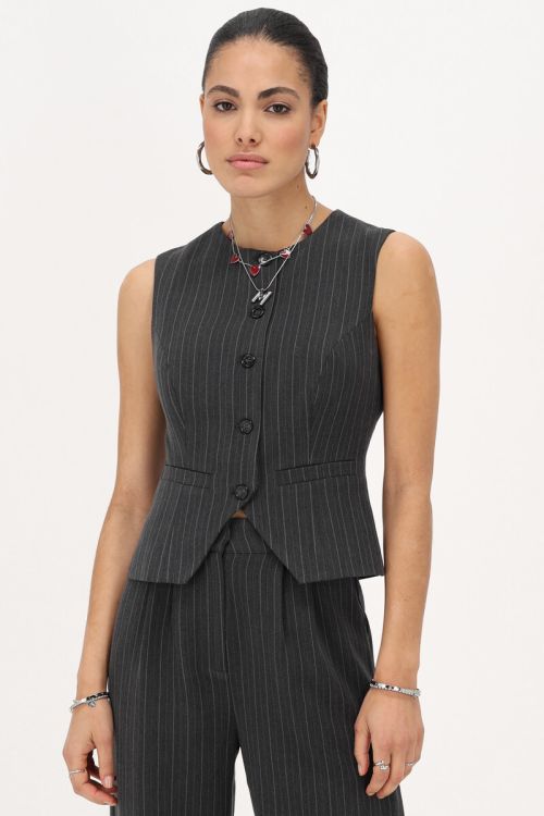 Grey pinstripe gilet | My Jewellery
