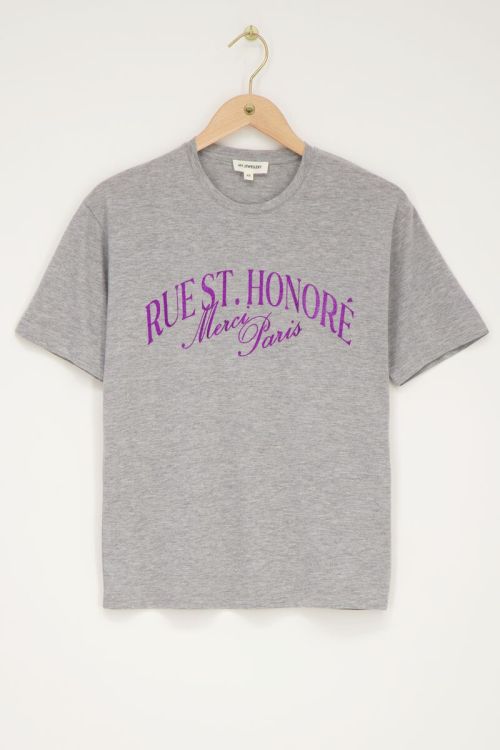 Graues T-Shirt mit Glitzer ''Rue st. honoré''