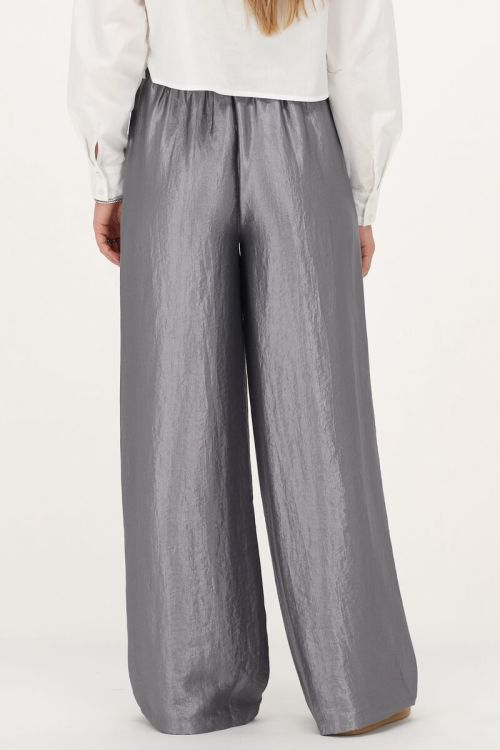 Grey wide leg trousers satin look | My Jewellery