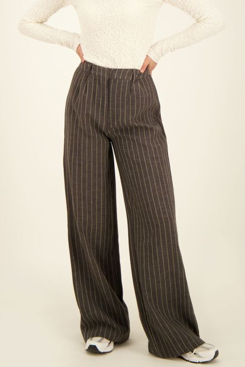 Grey wide leg trousers with pinstripes | My Jewellery