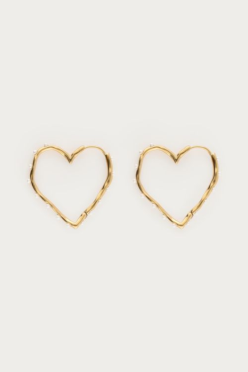 Heart earrings with imitation pearls | My Jewellery