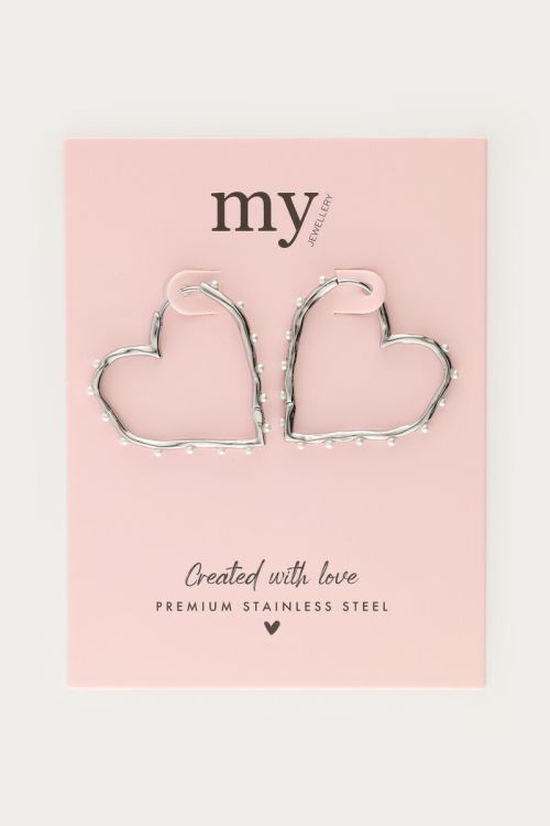 Heart earrings with imitation pearls | My Jewellery