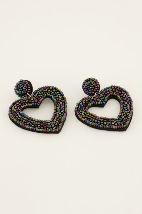 Hartvormige statement oorbellen met kralen | My Jewellery