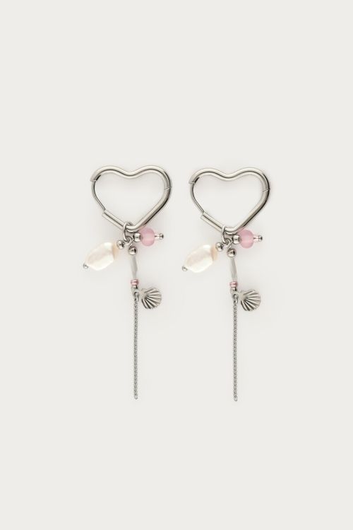 Heart shaped hoop earrings with beads & freshwater pearls | My Jewellery