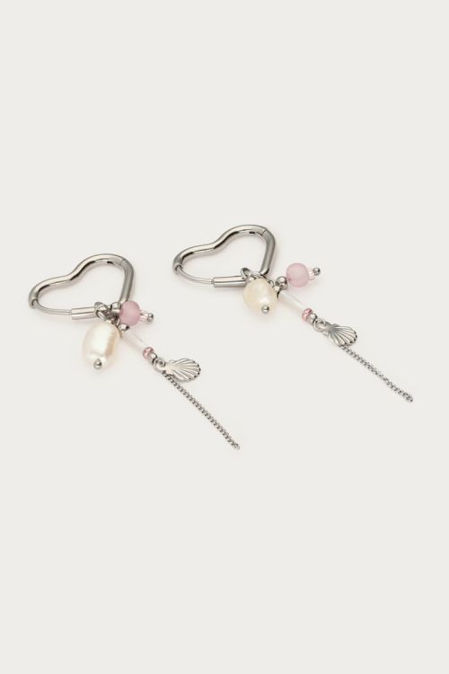 Heart shaped hoop earrings with beads & freshwater pearls | My Jewellery