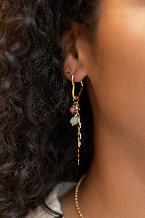 Heart-shaped earrings with green beads & balls | My Jewellery