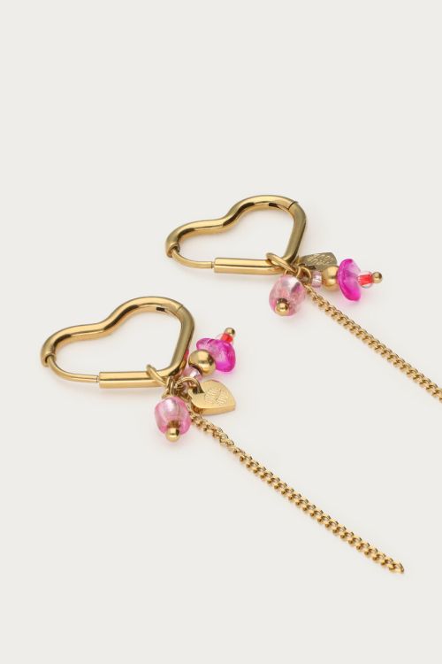 Heart-shaped earrings with pink beads | My Jewellery