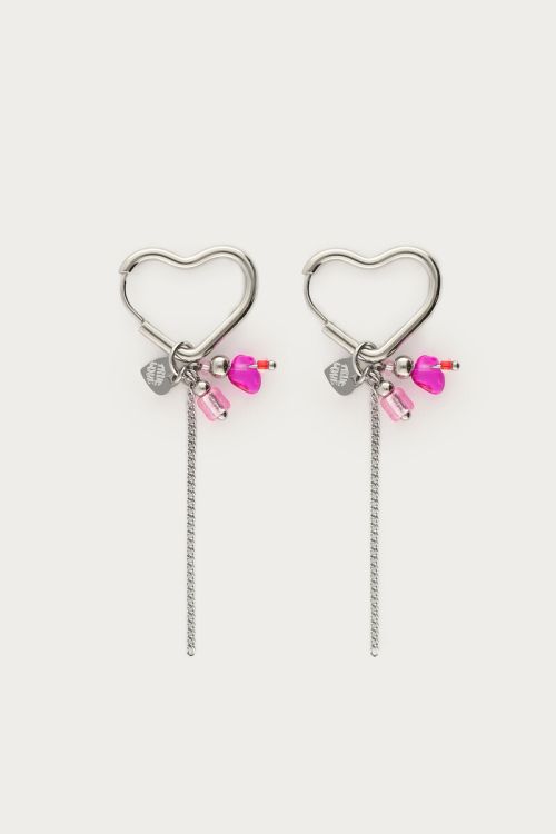 Heart-shaped earrings with pink beads | My Jewellery