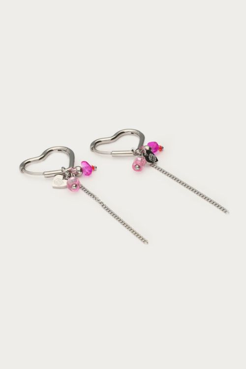 Heart-shaped earrings with pink beads | My Jewellery