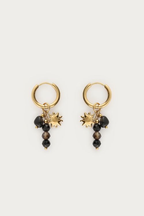 Earrings with black beads and sun | My Jewellery