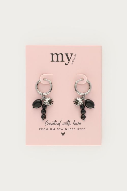 Earrings with black beads and sun | My Jewellery