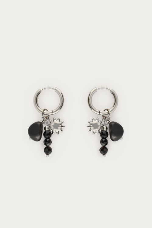 Earrings with black beads and sun | My Jewellery