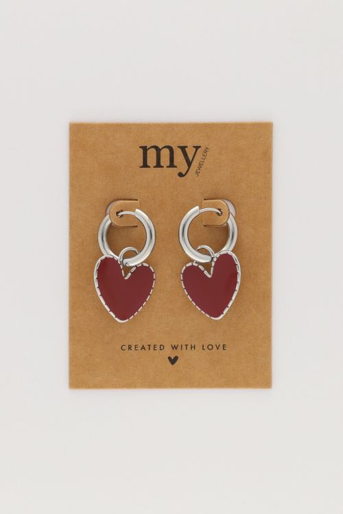 Earrings with burgundy heart | My Jewellery