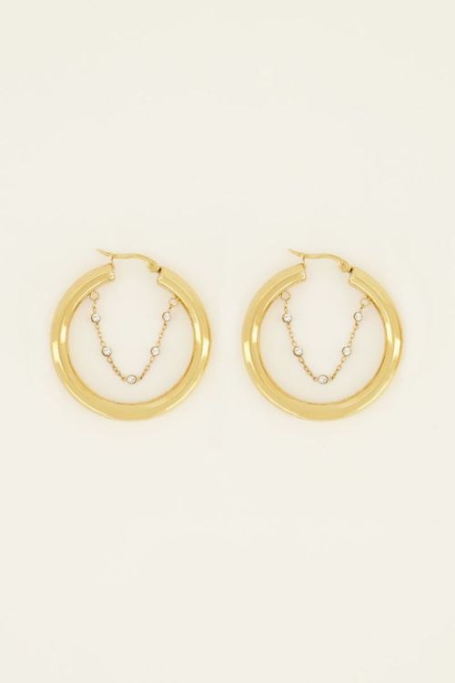 Oorringen met ketting & strass stenen | My Jewellery