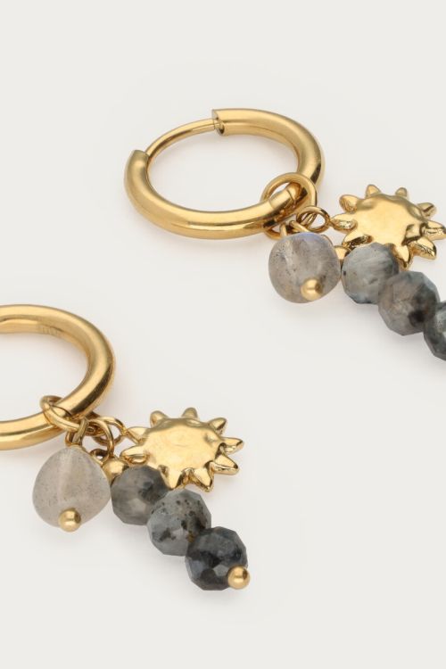 Earrings with gray beads and sun | My Jewellery