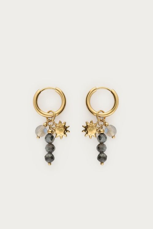 Earrings with gray beads and sun | My Jewellery