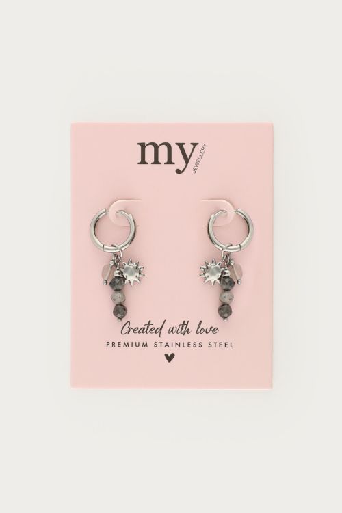 Earrings with gray beads and sun | My Jewellery