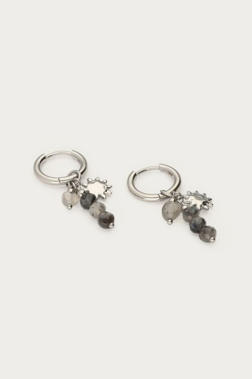 Earrings with gray beads and sun | My Jewellery
