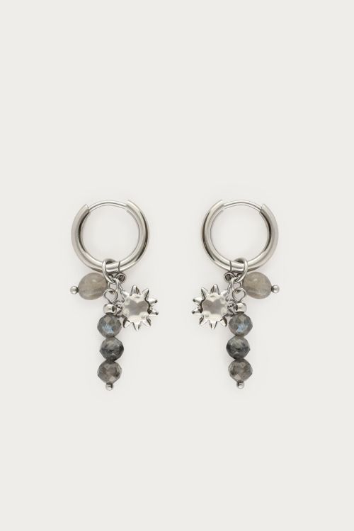 Earrings with gray beads and sun | My Jewellery