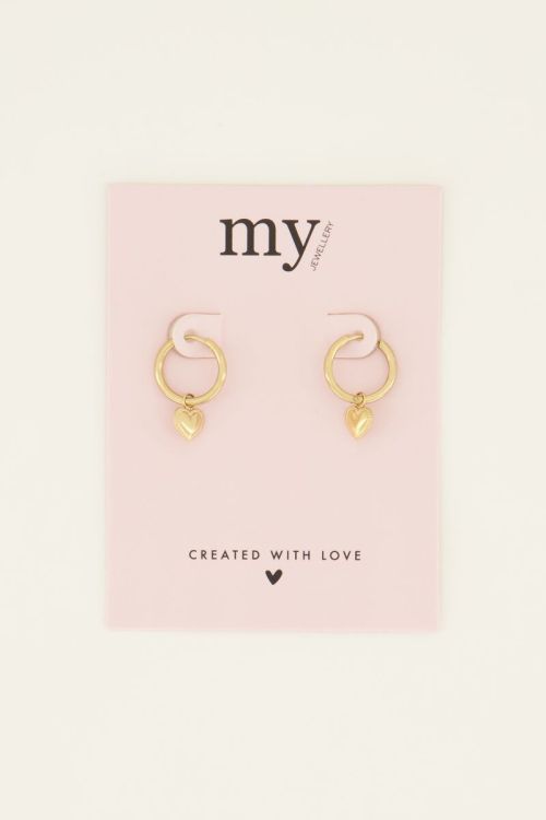 Hoop earrings with heart charm