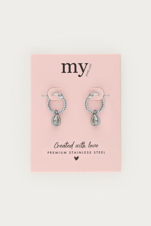 Hoop earrings with rhinestone pear drop | My Jewellery