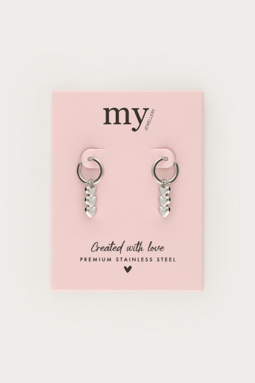  Hoop earrings with three hearts | My Jewellery