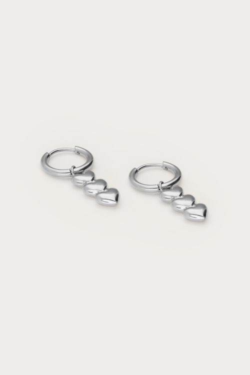  Hoop earrings with three hearts | My Jewellery