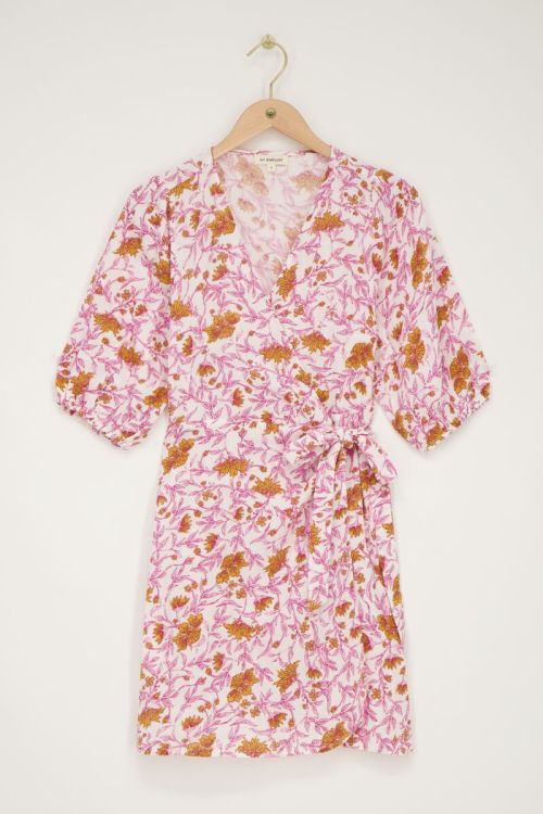 Hydrophilic pink wrap dress with floral print | My Jewellery