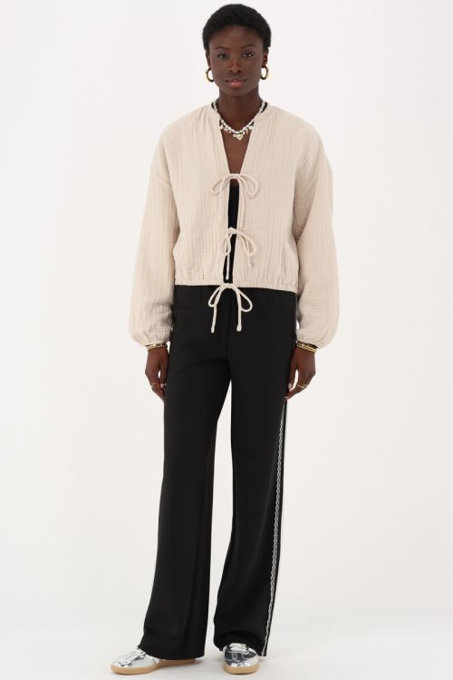 Beige mousseline blouse with bows | My Jewellery