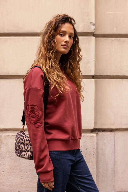 Red sweatshirt with embroidery | My Jewellery