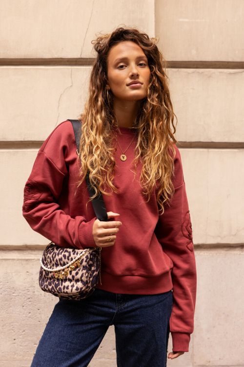Red sweatshirt with embroidery | My Jewellery