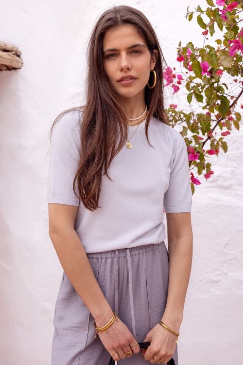 Silver lurex top with short sleeves | My Jewellery