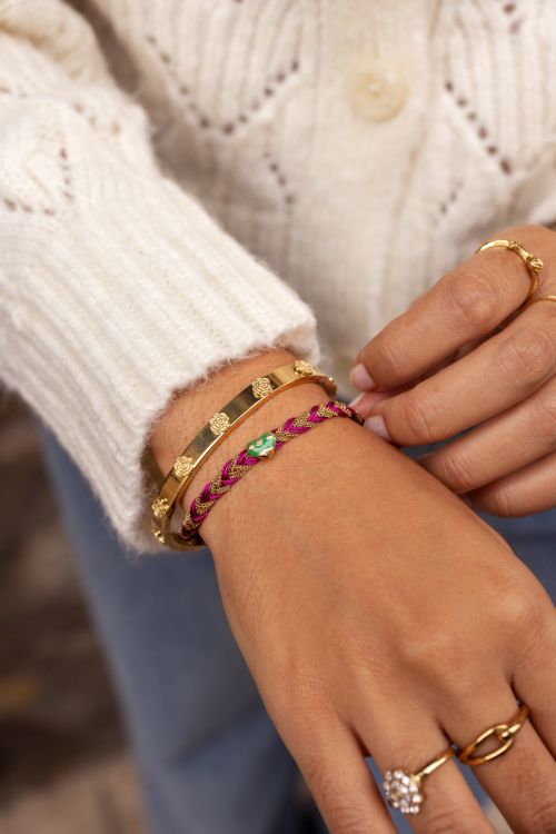 Pink braided bracelet with charm | My Jewellery